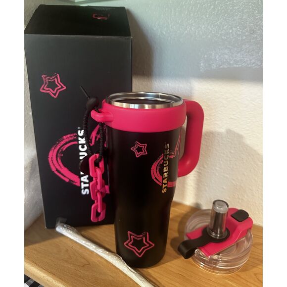 Starbucks China 2024 Colorful Summer Black & Pink Stainless Steel Cup NIB - Picture 1 of 5